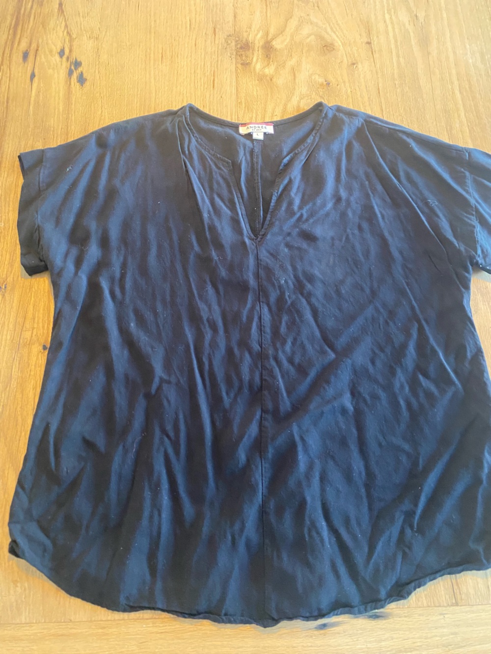 Andree Navy Short Sleeve V-Neck Tunic